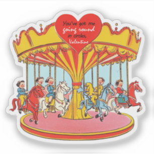 Vintage Retro Valentine Carousel Horses 