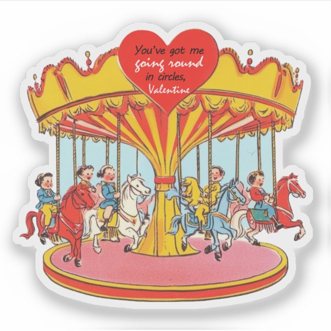 Vintage Retro Valentine Carousel Horses  (Front)