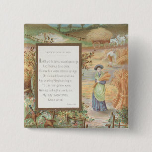 Vintage Retro Valentine, Country Farm Landscape 15 Cm Square Badge