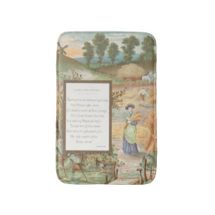Vintage Retro Valentine, Country Farm Landscape Bath Mat