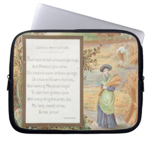 Vintage Retro Valentine, Country Farm Landscape Laptop Sleeve