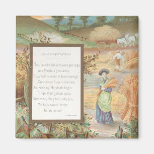 Vintage Retro Valentine, Country Farm Landscape Magnet