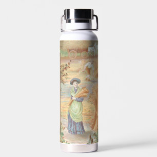 Vintage Retro Valentine, Country Farm Landscape Water Bottle