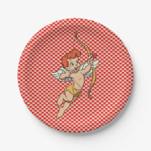 Vintage/retro Valentine's day cupid Paper Plate