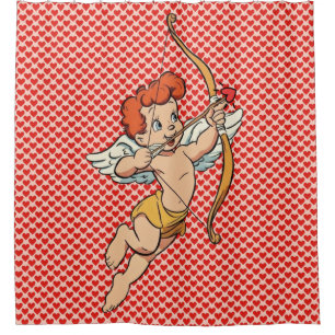 Vintage/retro Valentine's day cupid Shower Curtain