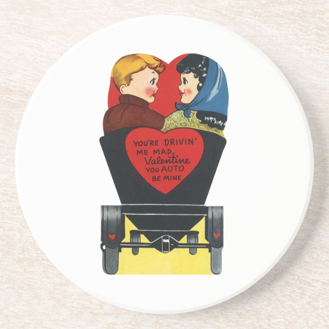 Vintage Retro Valentine's Day, Love and Romance Coaster (Front)