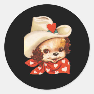 Vintage Retro Valentine's Day Puppy Dog Valentine  Classic Round Sticker