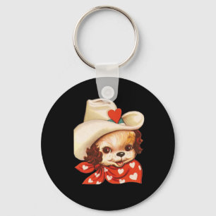 Vintage Retro Valentine's Day Puppy Dog Valentine Key Ring