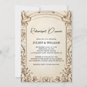 Vintage Retro Vellum Overlays Rehearsal Dinner Invitation