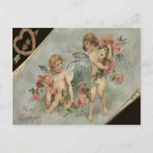 Vintage Retro Victorian Cherubs Valentine Card