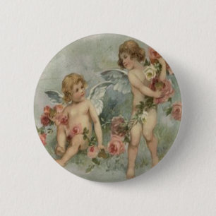 Vintage Retro Victorian Cherubs Valentine Card 6 Cm Round Badge