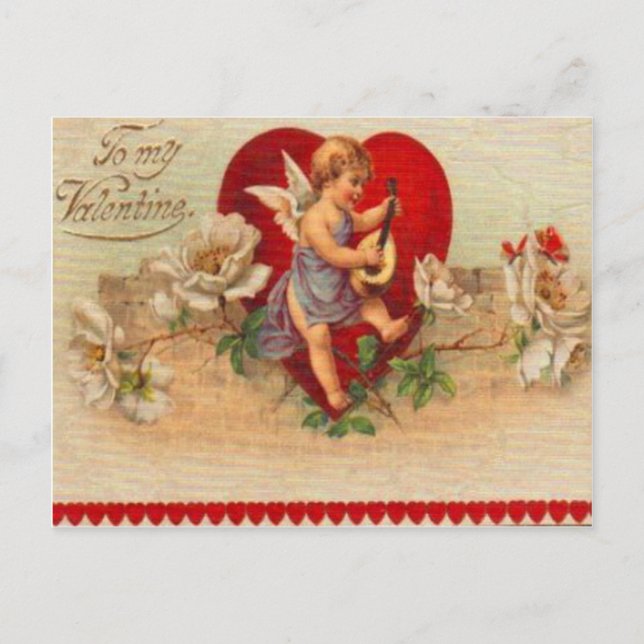 Vintage Retro Victorian Cupid Valentine Card (Front)