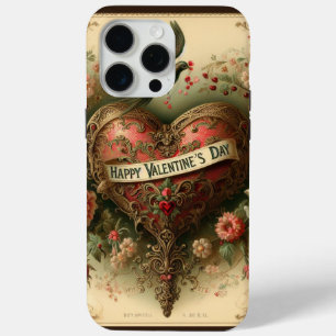 Vintage/retro/Victorian Valentine's day heart iPhone 15 Pro Max Case