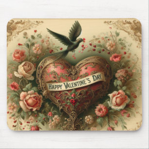 Vintage/retro/Victorian Valentine's day heart Mouse Pad