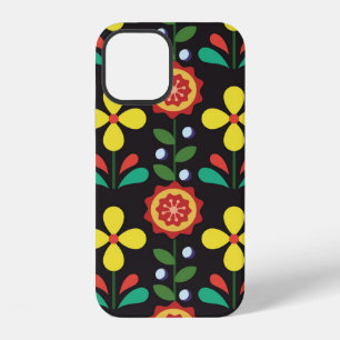 Vintage retro vintage flower vertical lines seamle iPhone 12 case