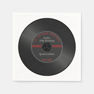 Vintage Retro Vinyl Record Birthday Party Napkin