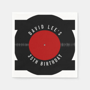 Vintage Retro Vinyl Record Personalised Party Napkin