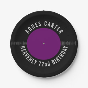 Vintage Retro Vinyl Record Personalised Party Paper Plate
