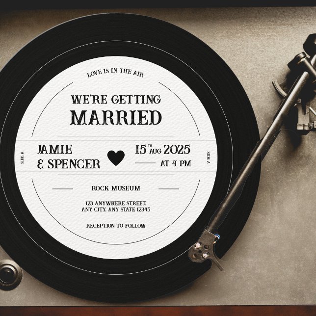 Vintage Retro Vinyl Record QR Wedding Invitation (Creator Uploaded)