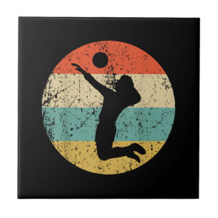Vintage Retro Volleyball Player Ceramic Tile