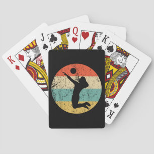 Vintage Retro Volleyball Player Playing Cards