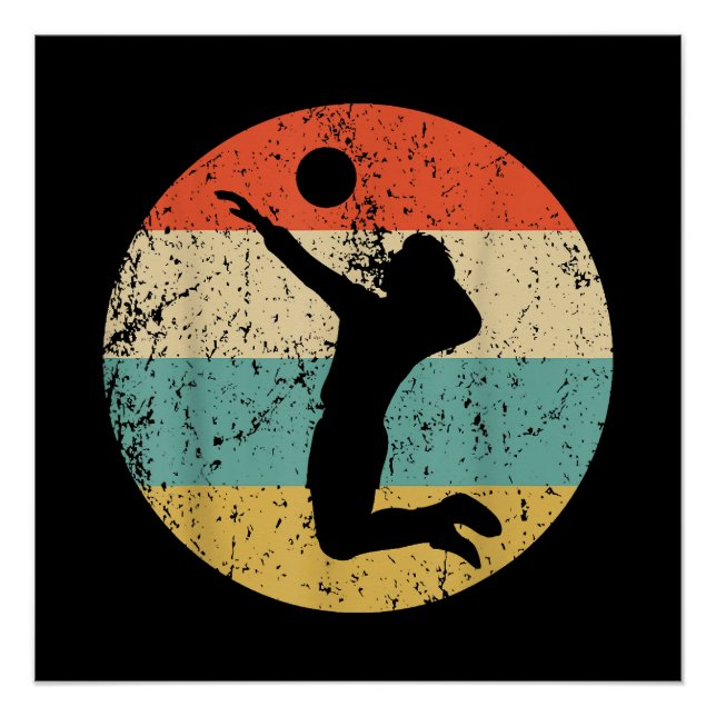 Vintage Retro Volleyball Player Poster (Front)