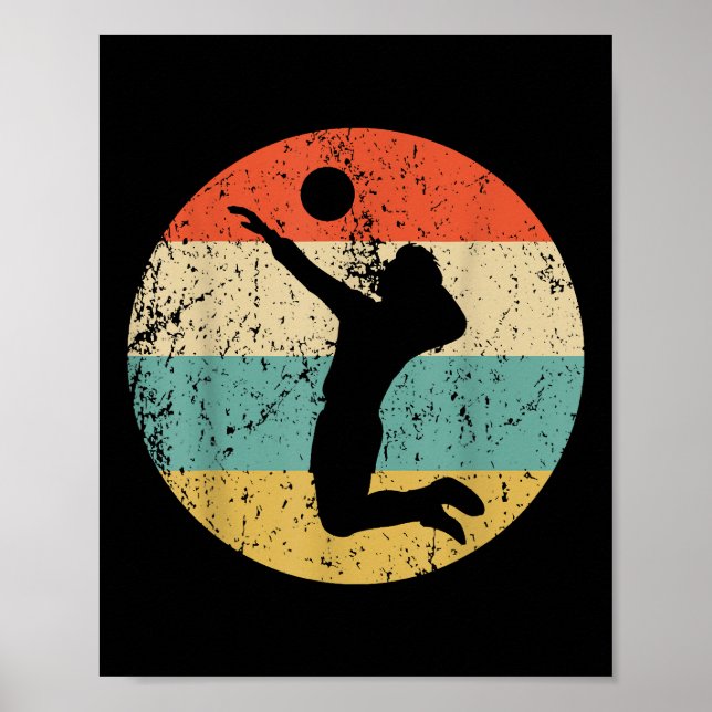Vintage Retro Volleyball Player Poster (Front)