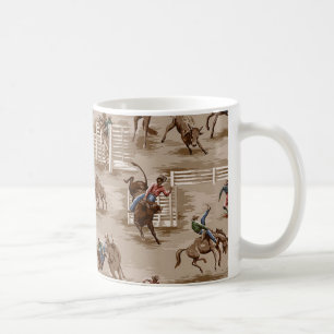 Vintage Retro Wallpaper Rodeo Cowboy Coffee Mug