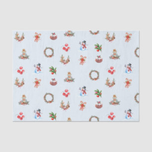 Vintage Retro Watercolor Christmas Collage    Tissue Paper