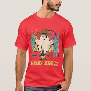 Vintage Retro Western Cowboy Ghost Funny Halloween T-Shirt