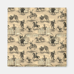Vintage Retro Western Rodeo Cowboy Magnet