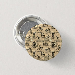 Vintage Retro Western Rodeo Cowboy Pinback 3 Cm Round Badge