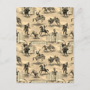 Vintage Retro Western Rodeo Cowboy Postcard