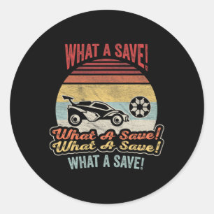Vintage Retro What A Save Soccer Car League Classic Round Sticker