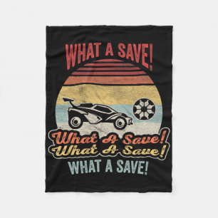 Vintage Retro What A Save Soccer Car League Fleece Blanket