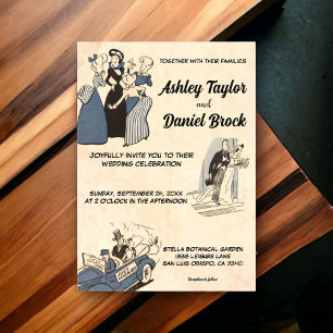 Vintage Retro Whimsical Pop Art Comic Book Wedding Acrylic Invitations