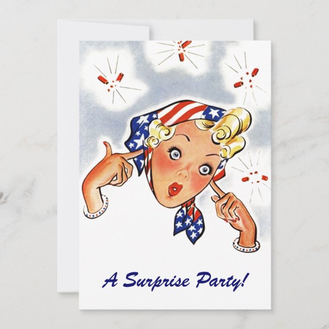 Vintage Retro Whimsical Surprise Party Invitations (Front)
