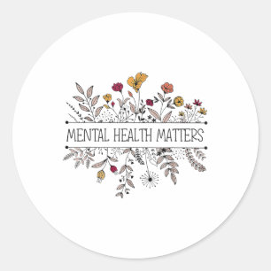 Vintage Retro Wildflower Mental Health S Awareness Classic Round Sticker