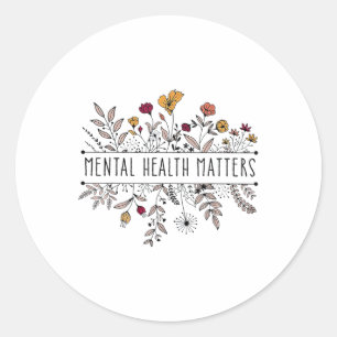 Vintage Retro Wildflower Mental Health S Awareness Classic Round Sticker