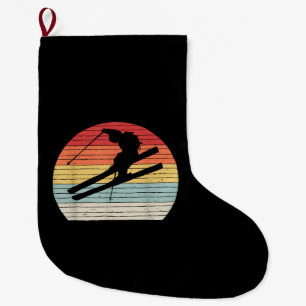 Vintage Retro Winter Sports Skiing Large Christmas Stocking