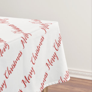 Vintage Retro Winter White Pattern Merry Christmas Tablecloth