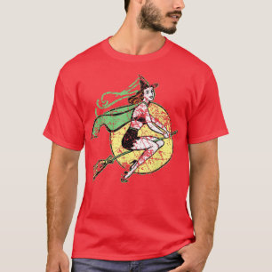 Vintage Retro Witch, Distressed , Halloween Party T-Shirt