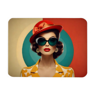 Vintage retro woman magnet
