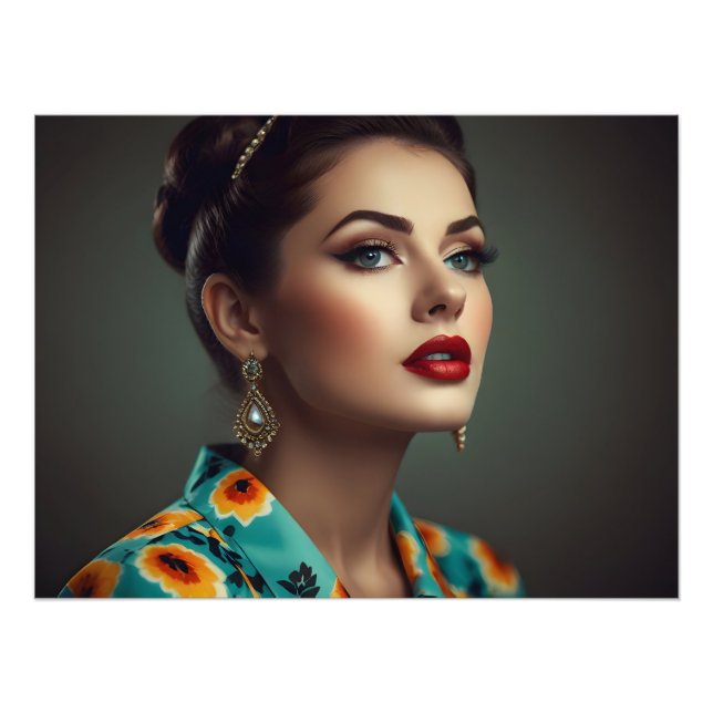 Vintage retro woman photo print (Front)