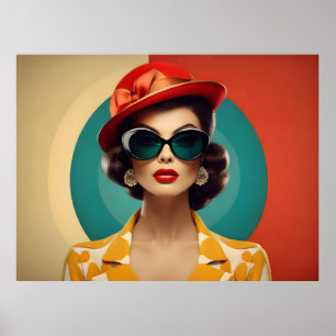 Vintage retro woman poster