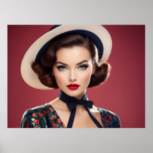 Vintage retro woman poster