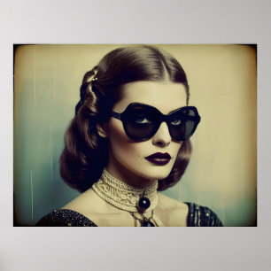Vintage retro woman poster