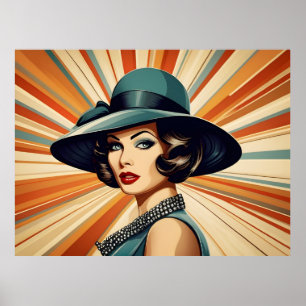 Vintage retro woman poster