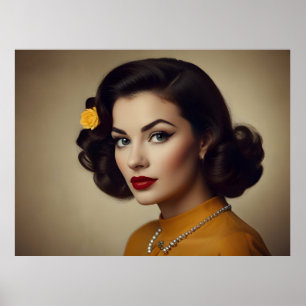 Vintage retro woman poster