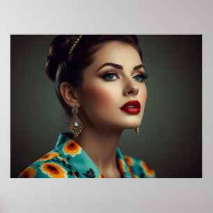 Vintage retro woman poster